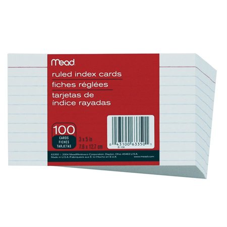 White Ruled Index Cards