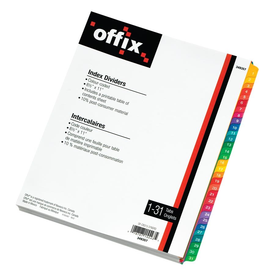 Offix® ColourCoded Index Dividers
