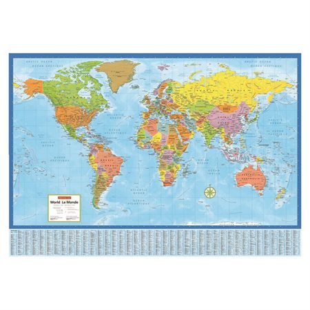 Carte murale du monde laminée