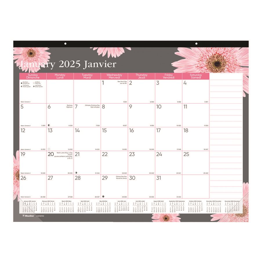 Pink Ribbon Monthly Desk Pad Calendar (2022)
