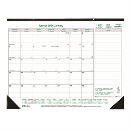EcoLogix® Monthly Desk Pad Calendar (2026)