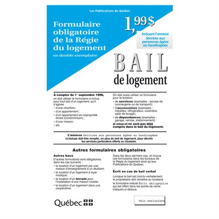 Formulaire de bail de logement avec annexe