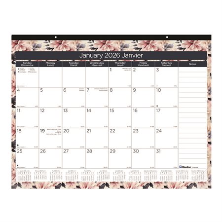 Floral Monthly Desk Pad Calendar (2026)