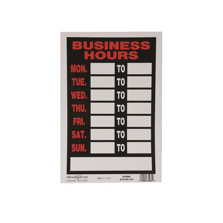 Panneau « Business Hours »